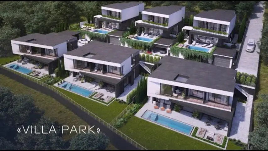 Аэросъёмка коттеджного посёлка Villa park в Адлере для презентации с 3D-интеграцией
